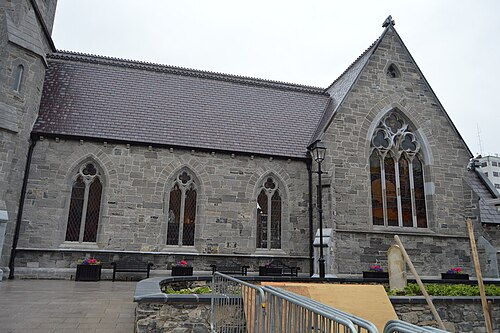 The former St James's Church on James's Street, its Gothic tower and slate roof now the Pearse Lyons Distillery.