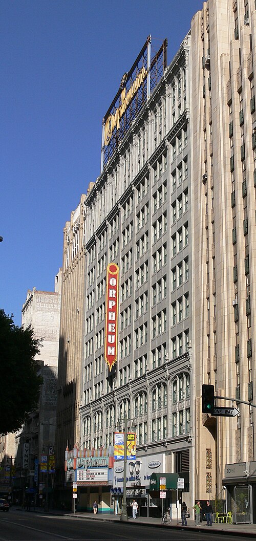 The Orpheum Theatre facade with its rooftop sign and marquee.