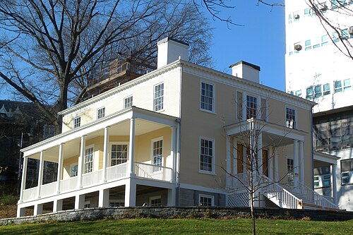 Hamilton Grange, the yellow federal era mansion in St Nicholas Park.