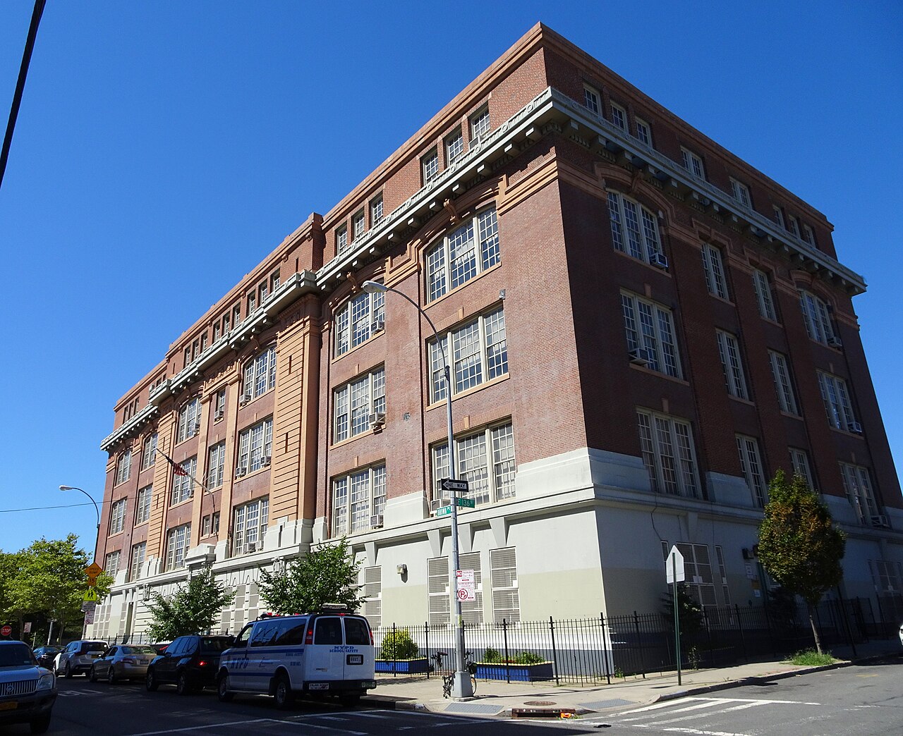 PS 43, the Jonas Bronck School, seen across the corner of East 136th Street and Brown Place.