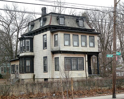 The J.L. Bedell House at Amboy Road and Johnson Avenue, a Second Empire style Victorian house with a mansard roof, dormer windows and a bay window.